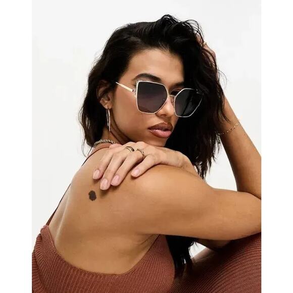 Quay Sunglasses Womens Gold Cat Eye Oversized Gradient Polarized 60-16-145 main image 6